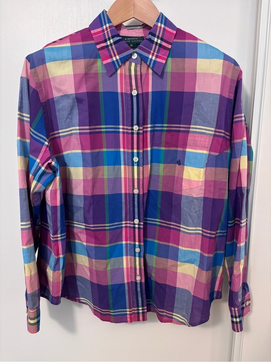 Lauren Ralph Lauren Tops - Vintage Ralph Lauren Womens Multicolor Plaid Button Down Shirt Size XL Hamptons